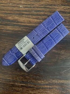 18 mm Watch Strap Sapphire Blue CrocoCalf Leather Thin Tang Buckle FRANCE - Image 1 of 4