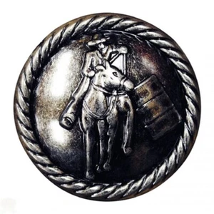 1" wide Round button BARREL RACER CONCHO w/ Antique nickel finish For horse tack - Picture 1 of 1