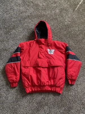 Vintage Wisconsin Badgers Puffer Jacket Medium Logo 7 Hooded Ncaa Red Half Zip - Image 1 of 4