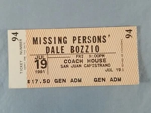 July 7-19-81 1981 MISSING PERSONS' DALE BOZZIO Ticket Stub San Juan Capistrano - Picture 1 of 2