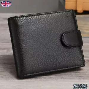 Cartera de cuero genuino con bloqueo RFID para hombre, billetera para hombre con botón a presión - Imagen 1 de 9