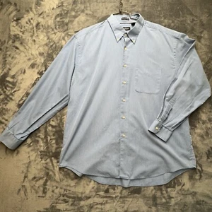 Van Heusen Long Sleeve Button Down Shirt Mens XL Tiny Stripes Blue Preppy - Picture 1 of 11