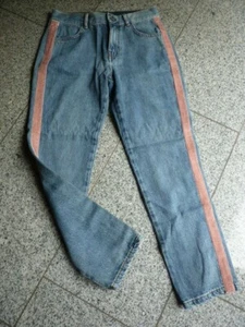 CALZEDONIA JEANS BLU CHIARO JEANS Girlfriend mit rosa Samt Gr. S NEU - Bild 1 von 2