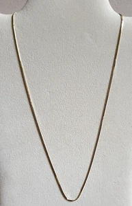 14K Yellow Gold Snake Chain Necklace Four-Sided 0.8mm 20 Inches - Picture 1 of 4