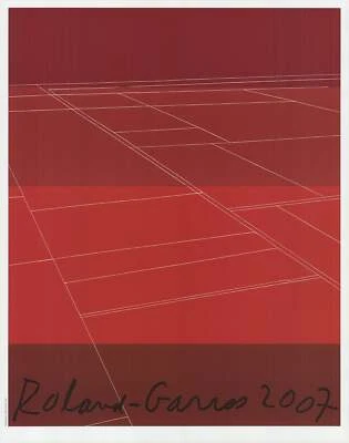 KATE SHEPHERD Roland Garros French Open 30" x 23.5" Poster 2007 Contemporary Red - Image 1 of 4