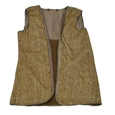 Original Italian military brown liner vest quilt faux fur vintage warm khaki - Image 1 of 4