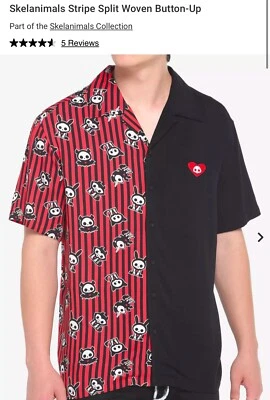 Skelanimals Stripe Split Woven Button-Up Size Large In EUC - Image 1 of 4