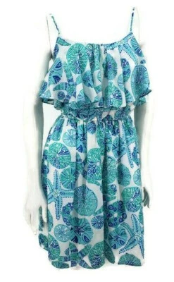 全新 Lilly Pulitzer for Target Dress 女式小号蓝色沙美元 海乌尔钦 — 第 1/4 张图片