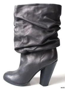 MARC JACOBS black leather pull-on cuff BOOTS gathered shaft - very comfortable - Picture 1 of 5