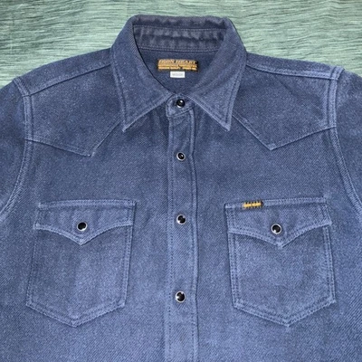 Camisa de franela a presión Iron Heart para hombre Western Pearl índigo talla M vaquero país Foto 1 de 4
