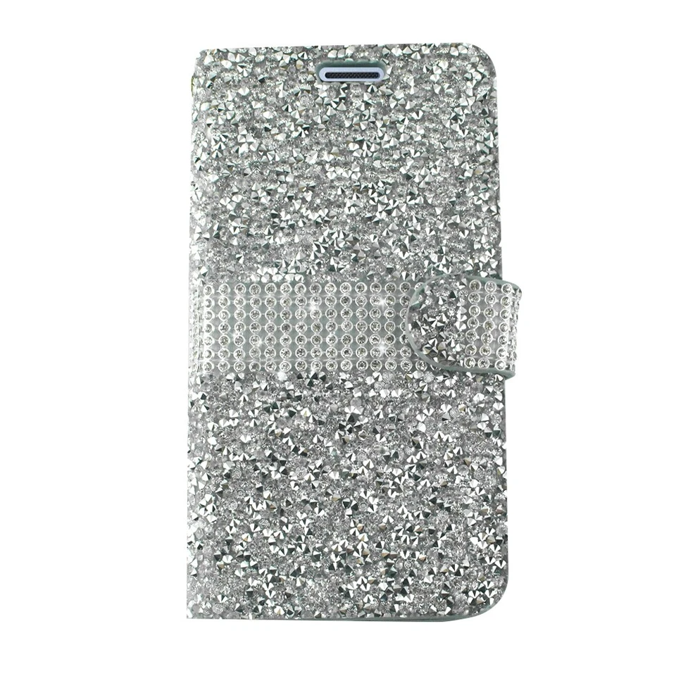 "GSA Rock Bling Wallet Case for Samsung Galaxy J3 (2018) - Silver" - Image 1 of 1