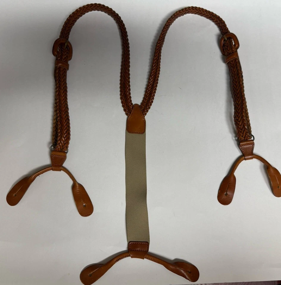 Men’s Suspenders Button On,  Genuine Leather Made In Turkey Pre-owned Good - Image 1 of 4