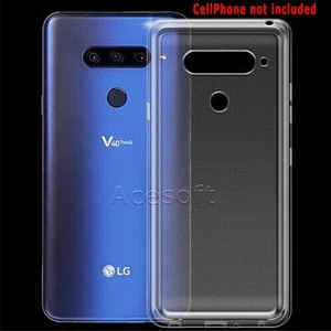 Shatterproof Clear Slim Soft Gel Silicone Case Cover for LG V40 ThinQ SmartPhone - Picture 1 of 2
