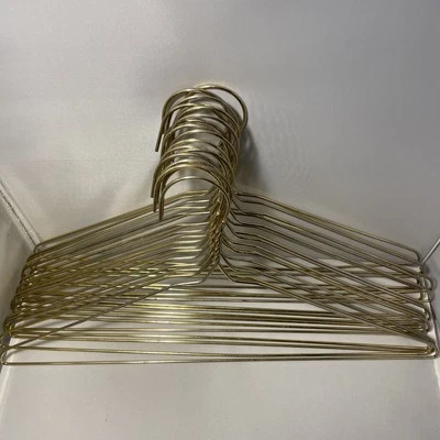 Lot of 18 Thin Gold-tone Metal Hangers 2mm Thickness 16" x 8.375" GUC - Image 1 of 4