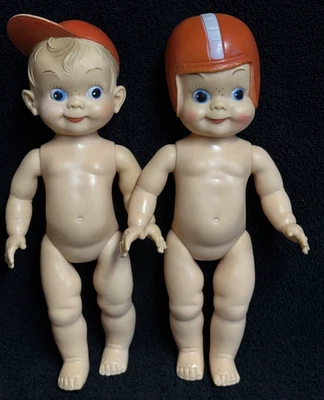 Vintage Effanbee Football Player Mickey Doll & Baseball Player 10 Inch Cute Face - Image 1 of 4