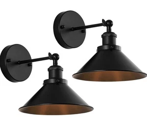 Black Vintage Wireless Battery Operated Wall Sconces - Picture 1 of 5