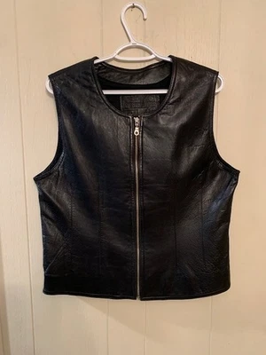 Chaleco Preston & York Para Mujer Cuero Genuino Suave Piel de Cordero Cremallera Med. Pecho 44" Foto 1 de 4