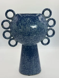 Neue moderne Vase mit blauem Ring Keramik - Bild 1 von 6