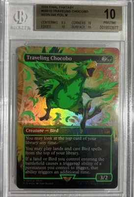 BGS 10 PRISTINE Magic the Gathering Traveling Chocobo Neon Green Final Fantasy - Image 1 of 2
