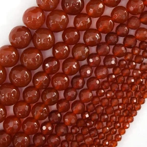Cuentas redondas de cornalina roja facetada AA 14" filamento 3 mm 4 mm 6 mm 8 mm 10 mm S2 - Imagen 1 de 4