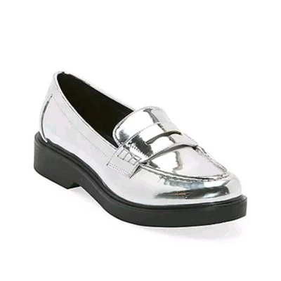 Worthington Ellen Cromo Plata Penny Mocasines Zapatos Sin Cordones Para Mujer Talla 10 Nuevos con Etiquetas Foto 1 de 4