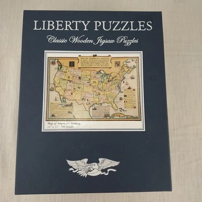 Liberty Puzzles Wooden Jigsaw  Map Of Americas Making 16 x 22 706 Piece Complete - Image 1 of 4