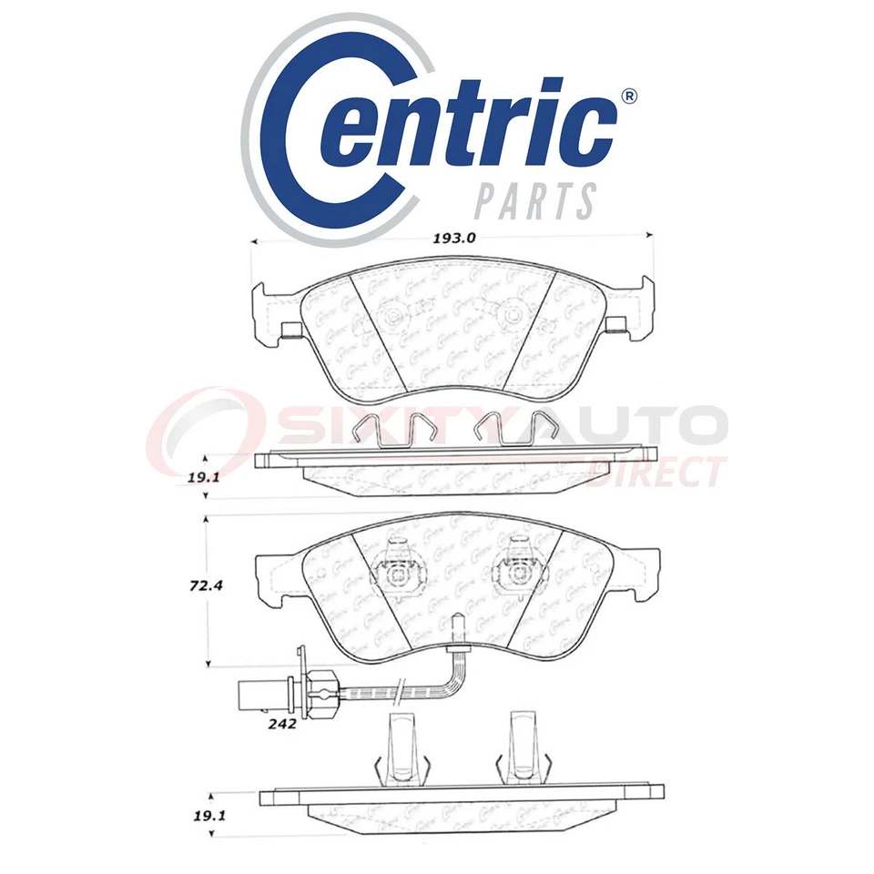 Centric Semi Metallic Brake Pads w Shim for 2004-2010 Audi A8 Quattro 4.2L dr - Image 1 of 4
