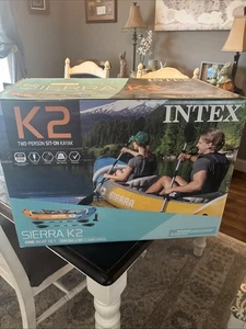 NEU VERSIEGELT Intex 2 Personen aufblasbares Kajak K2 Sierra mit 2 Paddeln und Pumpe - Bild 1 von 13