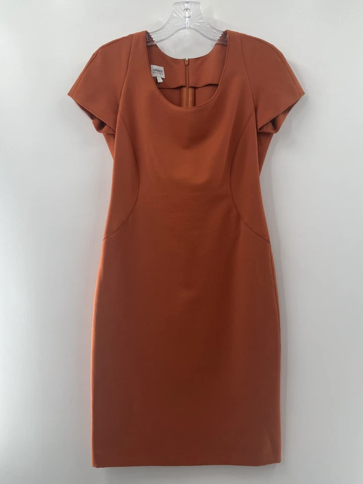 Vestido Armani Collezioni Mujer Naranja Quemado Bodycon Manga Corta Talla 2 Foto 1 de 4