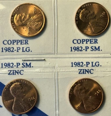 1982P Large & Small Date Lincoln Copper & Zinc Cents Pennies- Nice Uncirculated - Image 1 of 4