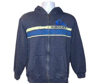 Quicksilver Full Front Zip Hoodie Sweatshirt Blue Sweater Boys Size XL - Picture 1 of 9