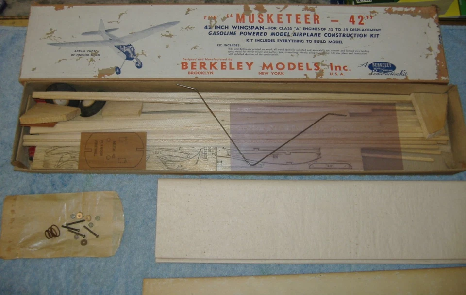 1946 Berkeley - The Musketeer 42" Balsa Plane for Gas Powered .15 to .19 Engines - Image 1 of 1
