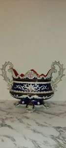 Antike 19. Jahrhundert Jugendstil Majolika Vase 12" H 16" B 6,5" T Frankreich - Bild 1 von 14