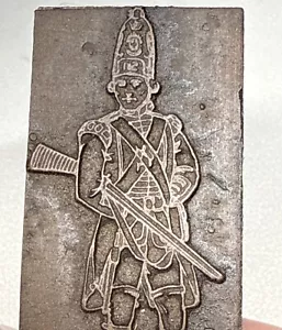 Vintage Letterpress Printing Block Early American or British Colonial Soldier - Picture 1 of 5
