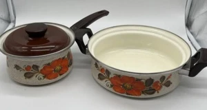 Ollas de utensilios de cocina vintage modernas de mediados de siglo sartenes de exposición Sanko Ware de los años 70 Japón - Imagen 1 de 9