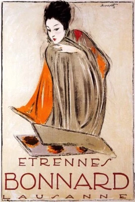 MODA CHICA ETRENNES BONNARD LAUSANNE REGALO AÑO NUEVO FRANCÉS VINTAGE PÓSTER REPRO Foto 1 de 3