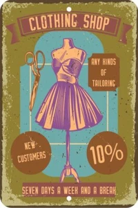 Clothing Shop Tailoring Tailor Aluminum Tin Sign Plaque Man Cave Bar S313 - Picture 1 of 1