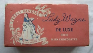 Antique Fort Wayne Chocolates Box - Lady Wayne De Luxe Milk Indiana vintage - Picture 1 of 7