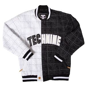 Technine Quilted Insulated Baseball Jacket, Mens Medium, White / Black New