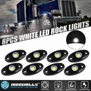 8X White LED Rock Light Fender Flare Underbody Glow Lamp For Truck Trailer Lorry - Picture 1 of 10