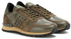 Valentino Mujer Rockrunner Rockstud Cuero Gamuza Zapatos Verde Oliva $795 - Imagen 1 de 12