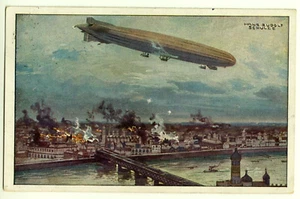 Postal de colección (artista Schulze) avión zepelín militar - Imagen 1 de 2