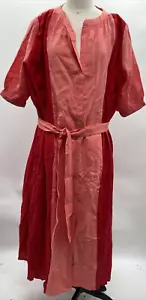 MARCH 11 Women's Short Sleeve Two Tone Red / Pink LINEN MAXI DRESS Size XL - Picture 1 of 16