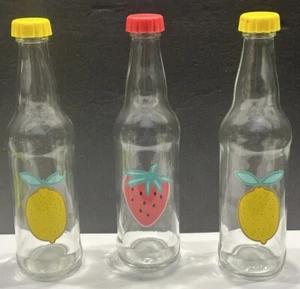 3 Glass 9” Soda Bottle Summer Drinkware w Screw Cap - 11.5 oz. Colorful EUC - Picture 1 of 8