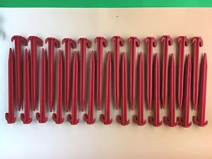 CAMPING AWNING TENT PEGS RED/ GREY/ PLASTIC 8" PACK OF 25 - Picture 1 of 10