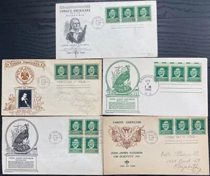 #875 John James Audubon Scientist lot of 5 Mixed cachet First Day covers - Picture 1 of 1