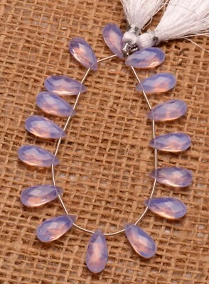 Lavender Color Hydro Quartz Faceted 15x7 mm Size Faceted Pear Briolette Beads 7" - Image 1 of 4