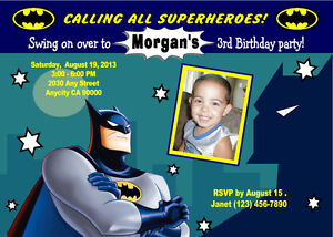 BATMAN SUPERHERO CUSTOM PHOTO BIRTHDAY PARTY INVITATION & FREE THANK YOU CARD