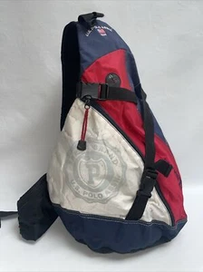 U.S. Polo Assn Backpack One Shoulder Red White Blue Cross Pack Vintage - Picture 1 of 16