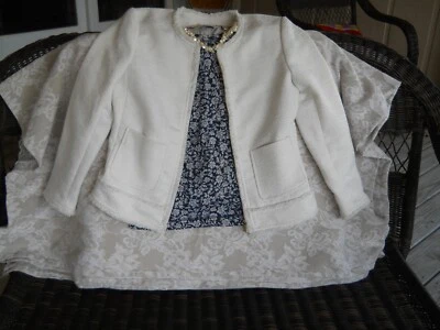 Ann Taylor Womens White Zip Fully Lined Textured Knit Jacket w/Pockets 2Petite - Image 1 of 4
